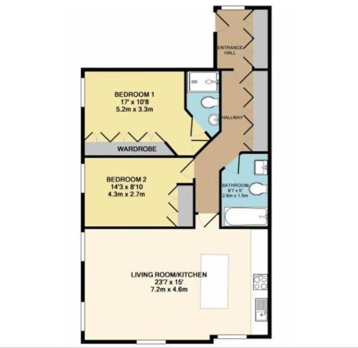 New Ground Floor Apartment, 4 Mins Walk To Beach *